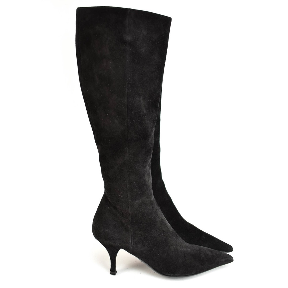 PRADA: Black, Leather & Logo, Tall Boots - Picture 4 of 8